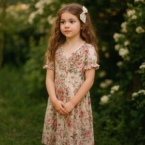 Vintage 90s Disorderly Kids Floral Ruffle Dress Girls 10 Cottagecore Roses USA‎
